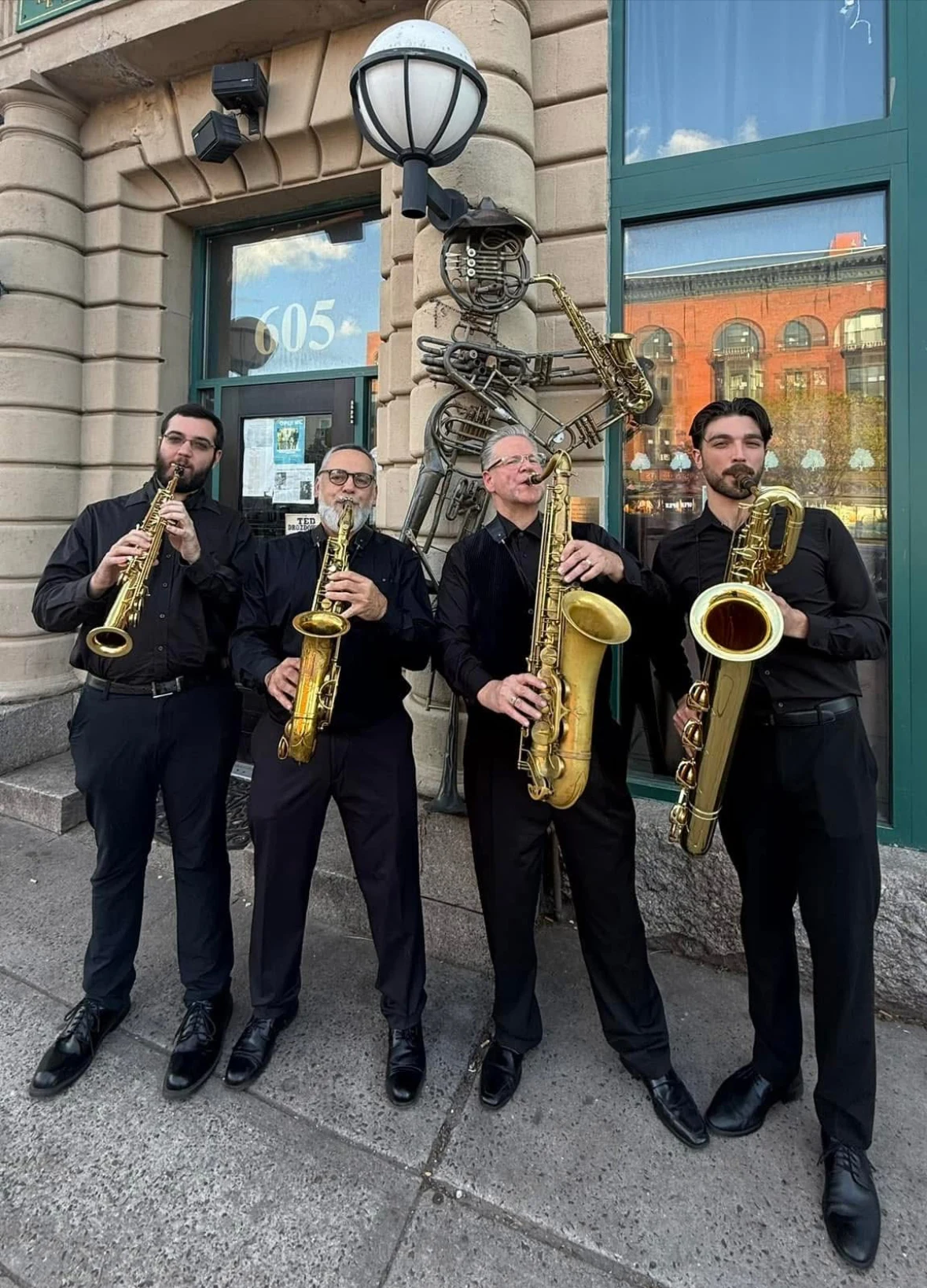 The Infinity Saxophone Quartet, full group portrait